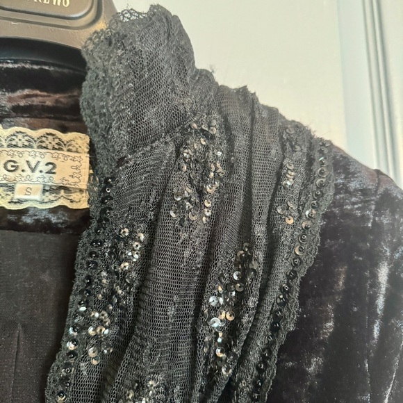 VTG GV2 Goth Lolita Jacket Sz S Crushed Velvet Vampire Punk Whimsigoth Halloween - Picture 7 of 16